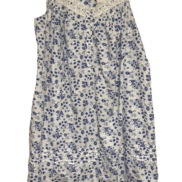 Adonna Floral Cotton Nightgown Lace Trim Sleeveless Sleep Dress XL - Picture 2 of 8